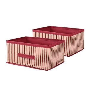 kuber industries pack of 2 foldable multi-purpose cloth organizer for storage with drawing handle  durable organisers storage box for clothestoys  lining print - pink