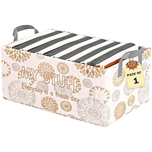 kuber industries foldable non-woven storage box for clothes  dress amp towel organiser for wardrobe  collapsible container basket - white