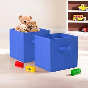 kuber industries pack of 6 foldable storage box  multipurpose storage organizer for clothes  plain wardrobe organizer for book stationary amp toys  11 inch  royal blue