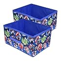 Kuber Industries Pack of 2 Foldable Storage Organiser | Marvel Avengers Print Storage Box for Books & Toys | Cloth Organizer for Wardrobe | Cupboard Drawer Organizer | Blue