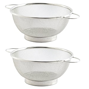 kuber industries stainless steel double mesh fruitsvegetable basket strainer set of 2 pcs code-vb12