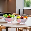 Kuber Industries Pack of 2 Fruit Basket | Stainless Steel Vegetables Strainer | Colander Basket for Pasta-Noodles-Grains | Mesh Basket with Handle | 9 Inch | Silver