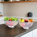 Kuber Industries Fruit Basket | Stainless Steel Vegetables Strainer | Multipurpose Fruit Basket | Colander Basket for Pasta-Noodles-Grains | Mesh Basket with Handle | 9 Inch | Silver