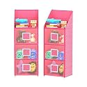 Kuber Industries Polyester Pack of 2 Hanging | Folding Baby | 4 Compartments Storage | Hanging Wall | Wardrobe Organizer for Cloth-Shoes-Toys | Hathkadi | Pink