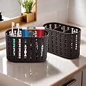 Kuber Industries Pack of 6 Hanging &amp; Wall Mounted 4 Compartment Tooth Brush Organiser &amp; Shaving Kit | Kitchen’s Cutlery Stand | Make-up/Skincare Organizer &amp; Comb Holder for Dressing Table | Beige