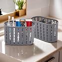Kuber Industries Pack of 6 Hanging &amp; Wall Mounted 4 Compartment Tooth Brush Organiser &amp; Shaving Kit | Kitchen’s Cutlery Stand | Make-up/Skincare Organizer &amp; Comb Holder for Dressing Table | Beige