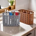 Kuber Industries Pack of 6 Hanging &amp; Wall Mounted 4 Compartment Tooth Brush Organiser &amp; Shaving Kit | Kitchen’s Cutlery Stand | Make-up/Skincare Organizer &amp; Comb Holder for Dressing Table | Beige