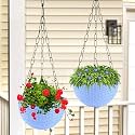 Kuber Industries Pack of 6 Hanging Flower Pot | Hanging Flower Pot for Living Room | Planters for Home-Lawns &amp; Gardening | Flower Planter for Balcony | Marble Euro | 7 Inch | Blue
