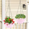 Kuber Industries Pack of 2 Hanging Flower Pot for Living Room, Home-Lawns &amp; Gardening | Flower Planter for Balcony | Marble Euro | 7 Inch | Pink