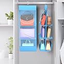 Kuber Industries Pack of 2 Hanging Organizer | 6 Pocket Storage Hanger | Handbag Organizer | Hanging Purse for Wardrobe | Transparent Clutch Organizer | Handbag Storage for Closet | Sky Blue