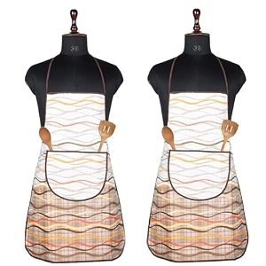 kuber industries kitchen apron set of 2 - restaurant chef cooking dress for women and men - front pocket mota check pattern blue