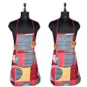 Kuber Industries Kitchen Apron | Kitchen Dress for Women | Water-Resistant Apron | Apron for Restaurant | Front Pocket | Apron for Chef | Cooking Apron for Men | Printed | Red
