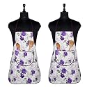 Kuber Industries (Pack of 2) Kitchen Apron | Waterproof Kitchen Dress for Women | Apron for Chef | Cooking Apron for Men | Apron for Restaurant | Front Pocket | Flower Print | Purple