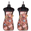 Kuber Industries Kitchen Apron Set of 2 - Restaurant, Chef, Cooking Dress for Women and Men - Front Pocket, Mota Check Pattern, Blue