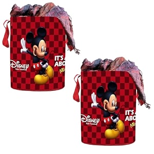 kuber industries disney print waterproof canvas laundry bagtoy storage laundry basket organizer with handles 45 l black 37 cm