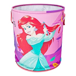 kuber industries laundry basket 45 ltr foldable non-woven basket  round cloth laundry bag  washing storage basket  disney princess  pink
