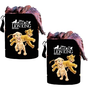 kuber industries pack of 2 laundry basket 45 ltr foldable non-woven basket  round cloth laundry bag  washing storage basket  disney the lion king  black