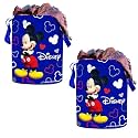 Kuber Industries Disney Print Waterproof Canvas Laundry Bag|Toy Storage| Laundry Basket Organizer With Handles, 45 L (Black), 37 Cm