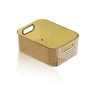 kuber industries decorative storage container  organizer for kitchen pantry bathroom accessories  vanity basket for restaurant-desktop cosmetic-storage box  ym6551a  color amber