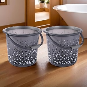 kuber industries pack of 6 multi-purpose 18 litres water bucket for washing clothes  bathing balti for bathroom  water storage container - essential for household chores  tined- black