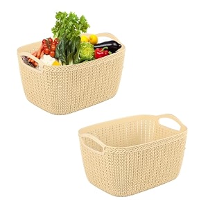 kuber industries 10 ltr multi-purpose plastic basket for storage q6  spacious pooja item holder amp fruit tokari  aesthetic home organizers for kitchen amp bedroom  brown