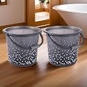 Kuber Industries Pack of 6 Multi-Purpose 18 litres Water Bucket for Washing Clothes | Bathing Balti for Bathroom | Water Storage Container - Essential for Household Chores | Tined- Black