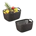 Kuber Industries (10 LTR) Multi-Purpose Plastic Basket for Storage Q6 | Spacious Pooja Item Holder &amp; Fruit Tokari | Aesthetic Home Organizers for Kitchen &amp; Bedroom | Brown
