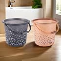 Kuber Industries Pack of 2 Multi-Purpose 18 LTR Water Bucket for Washing Clothes | Bathing Balti for Bathroom | Water Storage Container - Essential for Household Chores | Tined- Black &amp; Brown