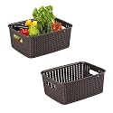 Kuber Industries Pack of 6 Multi-Purpose (6 LTR) Plastic Basket for Storage M20 | Spacious Pooja Item Holder &amp; Fruit Tokari | Aesthetic Home Organizers for Kitchen &amp; Bedroom | Dark Brown