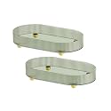 Kuber Industries Pack of 2 Multipurpose Decorative Tray | Makeup Organiser, Bathroom Vanity Tray, Dresser Tray, Kitchen Countertop Organiser Tray | Anti Slip and Decorative | YM.6403 | Dark Green