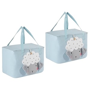 kuber industries premium kawaii essentials caddy bag  aesthetic baskets for new born clothes  cute stuff holder amp organizer for baby toys diaper amp wet wipes  gm-26-pnk  pink rabbit