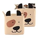 Kuber Industries Pack of 2 Multipurpose Foldable Almirah Closet/Drawer Storage Basket with Carry Handles for Cloth &amp; Toys | Kids Toy Storage Basket/Box Organizer/Laundry Bag | GM-7-BG | Smiley - Beige