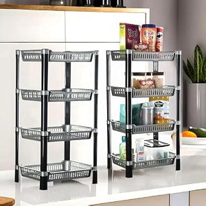 kuber industries pack of 2 multipurpose kitchen organizerstorage rack  4-layer onion stand for kitchen  vessels amp vegetable organiser  silver