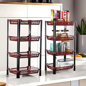 kuber industries pack of 3 multipurpose kitchen organizerstorage rack  3-layer onion stand for kitchen  vessels amp vegetable organiser  maroon