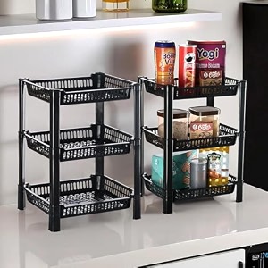 kuber industries pack of 3 multipurpose kitchen organizerstorage rack  3-layer onion stand for kitchen  vessels amp vegetable organiser  maroon