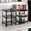 Kuber Industries Pack of 3 Multipurpose Kitchen Organizer/Storage Rack | 3-Layer Onion Stand for Kitchen | Vessels &amp; Vegetable Organiser | Maroon