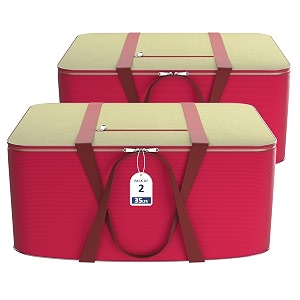 kuber industries pack of 2 nylon 35l small underbed storage boxblanket storage bagscover double bed storage containersdustproof storage bag for clothes documents books toysmaroon amp brown