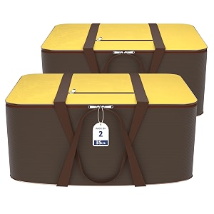 kuber industries pack of 2 nylon 35l small underbed storage boxblanket storage bagscover double bed storage containersdustproof storage bag for clothes documents books toysyellow amp brown