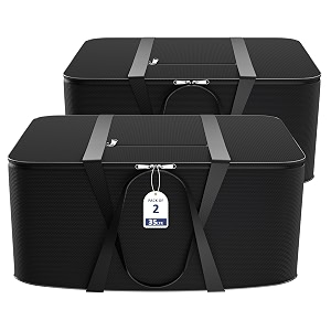 kuber industries pack of 2 nylon 35l small underbed storage box  blanket storage bagscover double bed storage containers  dustproof storage bag for clothes documents books toys  black