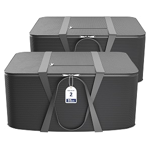 kuber industries pack of 2 nylon 35l small underbed storage box  blanket storage bagscover double bed storage containers  dustproof storage bag for clothes documents books toys  grey