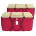 Kuber Industries Pack of 2 Nylon 35L Small Underbed Storage Box|Blanket Storage Bags/Cover Double Bed Storage Containers|Dustproof Storage Bag for Clothes, Documents, Books, Toys|Maroon &amp; Brown