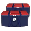 Kuber Industries Pack of 2 Nylon 35L Small Underbed Storage Box | Blanket Storage Bags/Cover Double Bed Storage Containers | Dustproof Storage Bag for Clothes, Documents, Books, Toys | Red &amp; Blue