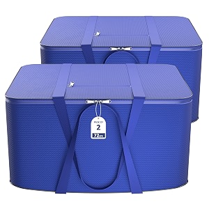 kuber industries pack of 2 nylon 72l large king size underbed storage box  blanket storage bagscover double bed storage containers  storage bag for clothes documents books toys  blue