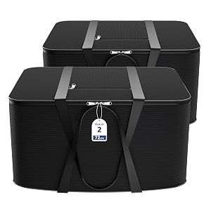 kuber industries pack of 2 nylon 72l large king size underbed storage box  blanket storage bagscover double bed storage containers  storage bag for clothes documents books toys  black