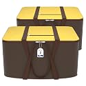 Kuber Industries Pack of 2 Nylon 72L Large King Size Underbed Storage Box|Blanket Storage Bags/Cover Double Bed Storage Containers|Storage Bag for Clothes, Documents, Books, Toys|Yellow &amp; Brown