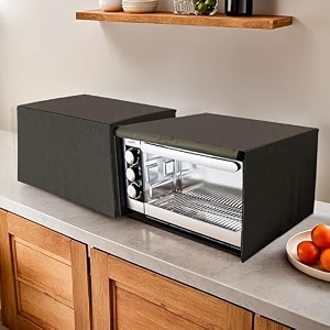 kuber industries top microwave cover with 4 storage pockets  otg oven accessories for durable amp dustroof kitchen decor  dark blue