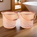 Kuber Industries Plastic Multi-Purpose 18 litres Water Buckets for Washing Clothes with Handle | Bathing Balti for Bathroom | Water Storage Container - Essential for Household Chores | Beige