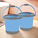 Kuber Industries 18 Litre Plastic Bath Bucket for Bathroom &amp; Kitchen | Multipurpose Hot &amp; Cold Water Container Bathing Bucket &amp; Balti with Handle for Home | Blue &amp; Grey