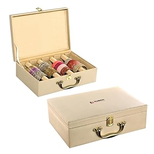 kuber industries pvc pack of 2 bangles organisers storage box with 10 compartments  gold jewellery pouch amp chudi case holder for women  printed -maroon