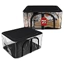 Kuber Industries Pack of 2 PVC Transparent 33L Cloth Organizer for Wardrobe | Storage Bag for Clothes Large | Dress Organiser Boxes for Saree, Dresses, Bedsheet | Storage Box for Clothes | Black